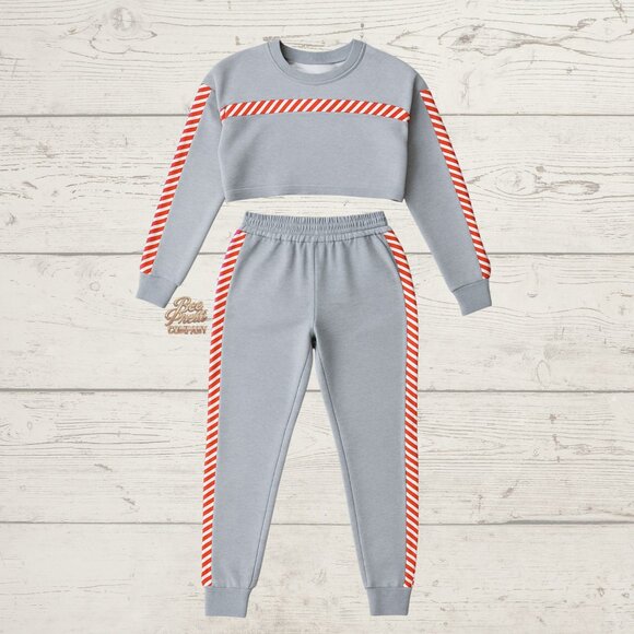 Chic Two Piece Lounge Set Cropped Top and Joggers with Side Stripe Details - Picture 4 of 4